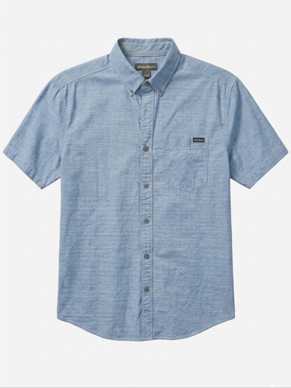 MEN'S- Eddie Bauer Classic Fit Short Sleeve Button Down Shirt Blue 100% Cotton